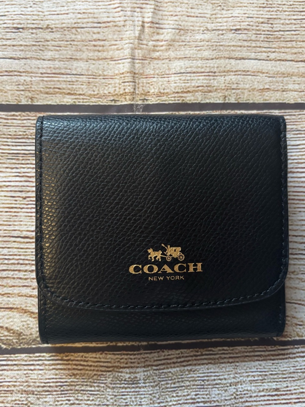 Coach Tri-Fold Wallet black Cross-Grain Leather